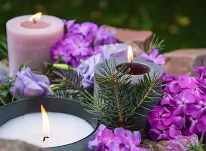 Purple Flower and Candles